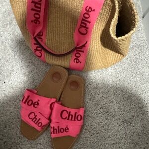 Chloe Beige and Pink Tote Bag